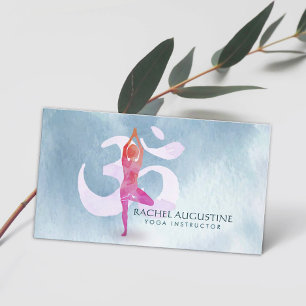 Tarjeta De Visita Instructor de Yoga Meditación Acuarela Símbolo Om
