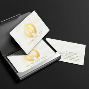 Tarjeta De Visita Instructor de yoga Meditación de oro blanco Pose Z