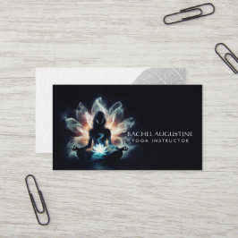 Tarjeta De Visita Instructor de Yoga Meditación Pose Loto de Niebla