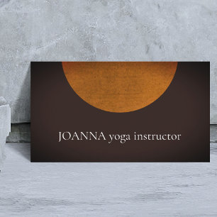 Tarjeta De Visita Instructor de yoga minimalista marrón naranja