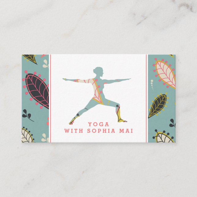 Tarjeta De Visita Instructor de yoga moderno de boho moderno de moda (Anverso)