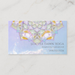 Tarjeta De Visita Instructor de Yoga Moderno Mandala de Loto Blanco