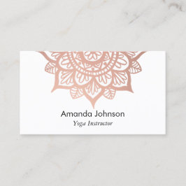Tarjeta De Visita Instructor de yoga moderno Rosa Gold Mandala