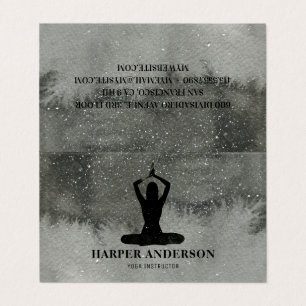 Tarjeta De Visita Instructor de yoga negro de color de agua profesio