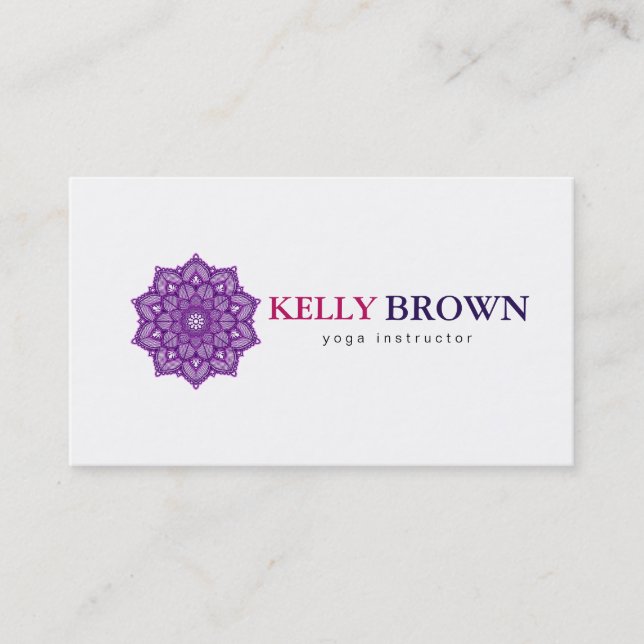 TARJETA DE VISITA INSTRUCTOR DE YOGA PERSONALIZADO DE MANDALA LOGO (Anverso)