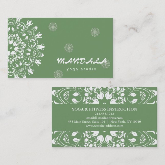 TARJETA DE VISITA INSTRUCTOR DE YOGA PERSONALIZADO DE MANDALA LOGO (Anverso / Reverso)