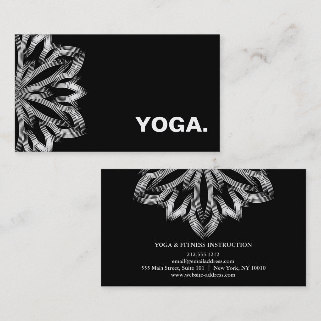 TARJETA DE VISITA INSTRUCTOR DE YOGA PERSONALIZADO DE MANDALA LOGO (Anverso / Reverso)