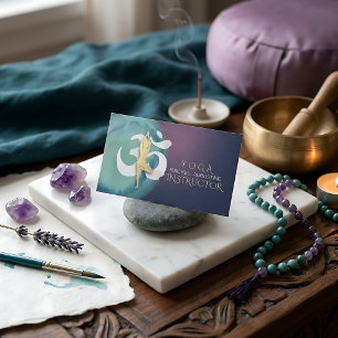Tarjeta De Visita Instructor de Yoga Postura de Meditación Símbolo O