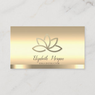 Tarjeta De Visita Instructor de Yoga Profesional Gold Lotus Flower F
