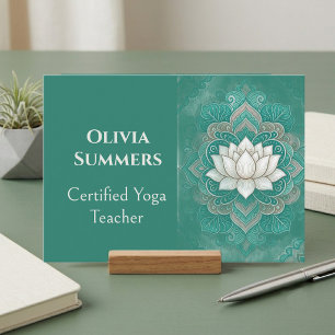 Tarjeta De Visita Instructor de Yoga Reiki Minimalista Loto Sagrado 
