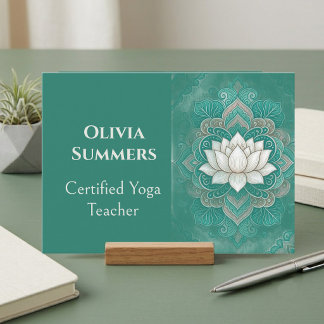 Tarjeta De Visita Instructor de Yoga Reiki Minimalista Loto Sagrado 
