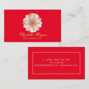 Tarjeta De Visita Instructor de Yoga,Rojo,Loto Dorado Elegante