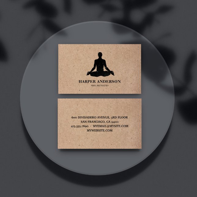 Tarjeta De Visita Instructor de Yoga Rústico Kraft (Subido por el creador)