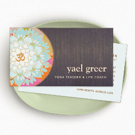 Tarjeta De Visita Instructor de Yoga símbolo OM Lotus Mandala Art