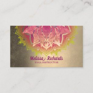 Tarjeta De Visita Instructor de yoga Vintage Lotus Flower