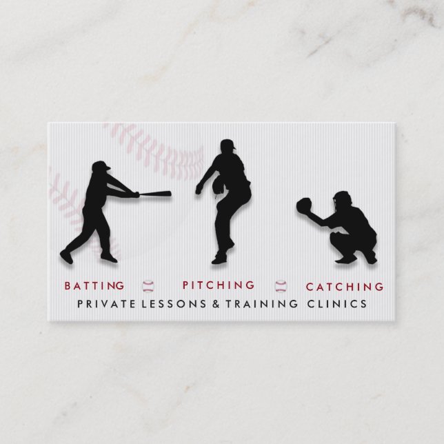 Tarjeta De Visita Instructor del entrenador de béisbol (Anverso)