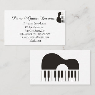 Tarjeta De Visita Instructor docente de clases de guitarra de piano