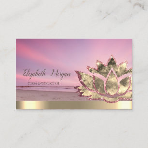 Tarjeta De Visita Instructor Gold Lotus Flower Beach