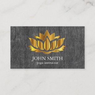 Tarjeta De Visita Instructor Minimalista moderno de yoga de oro de L