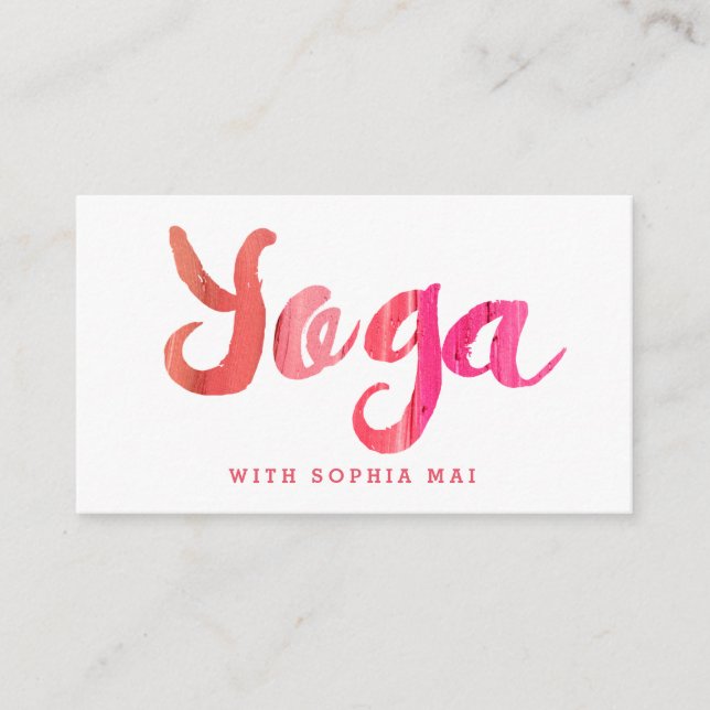 Tarjeta De Visita Instructor moderno de yoga rosado (Anverso)