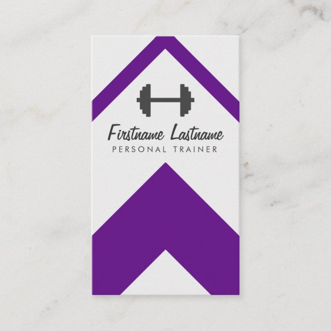 Tarjeta De Visita Instructor personal púrpura intrépido y aptitud (Anverso)