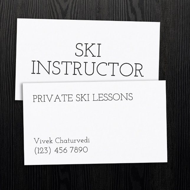 Tarjeta De Visita Instructor profesional de lecciones de esquí simpl (Ski Lessons Professional Instructor Business Card)