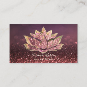 Tarjeta De Visita Instructor profesional de yoga de Lotus Bokeh