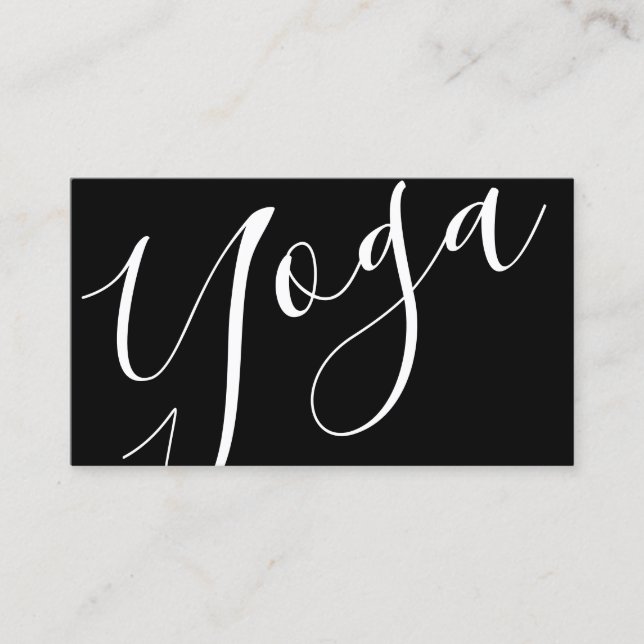 Tarjeta De Visita Instructor profesional moderno de yoga negro (Anverso)