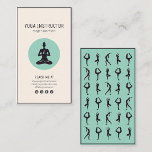 Tarjeta De Visita instructor yoga pilates posturas beige verde