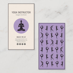 Tarjeta De Visita instructor yoga pilates posturas beige violeta