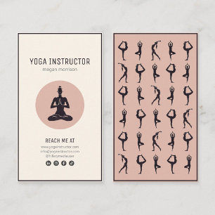 Tarjeta De Visita instructor yoga pilates posturas negro beige