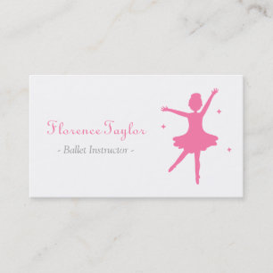 Tarjeta De Visita Instructora de ballet moderna, elegante y rosa