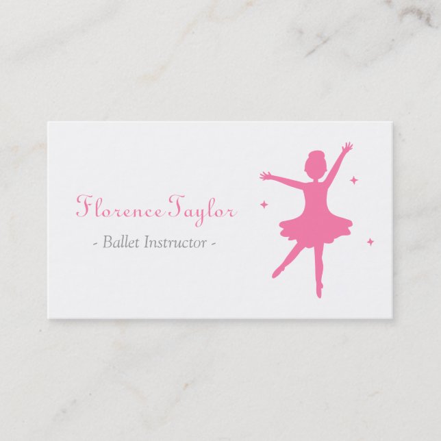 Tarjeta De Visita Instructora de ballet moderna, elegante y rosa (Anverso)