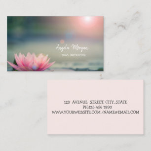 Tarjeta De Visita Instructora de Yoga del Loto Rosa Elegante