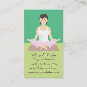 Tarjeta De Visita Instructora de Yoga Femenina Meditación Relajante