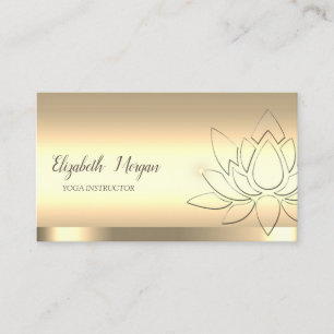 Tarjeta De Visita Instructora de Yoga Flor de Loto Chic Oro