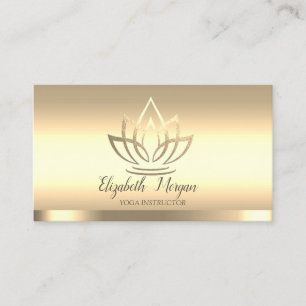 Tarjeta De Visita Instructora de Yoga Flor de Loto Dorada Chic