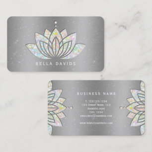 Tarjeta De Visita Instructora de Yoga Loto Mandala Brillante Plata