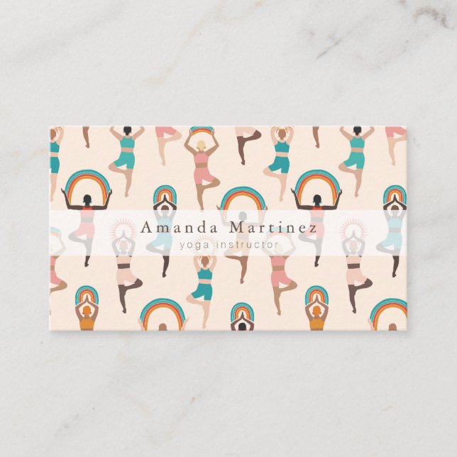 Tarjeta De Visita Instructora de Yoga Mujeres Yoga Pose Light Tan (Anverso)