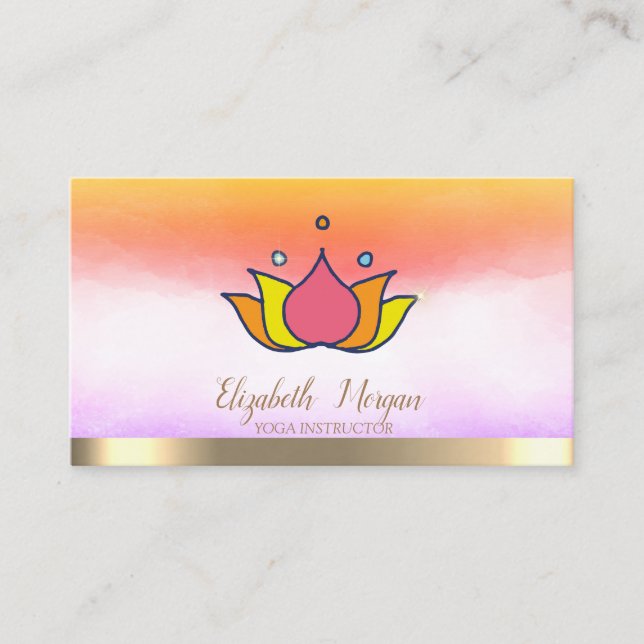 Tarjeta De Visita Instructora de Yoga Profesional Lotus (Anverso)