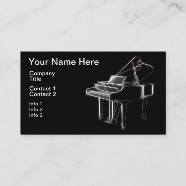 Tarjeta De Visita Instrumento clásico musical del piano de cola (Anverso)