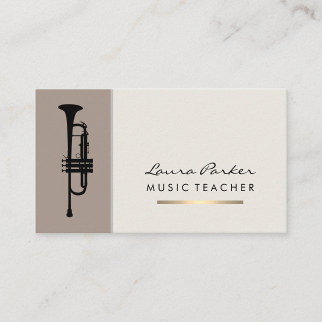 Tarjeta De Visita Instrumento de oro del profesor de música Trumpet (Anverso)