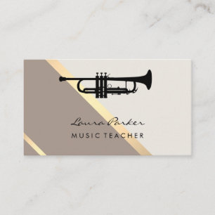 Tarjeta De Visita Instrumento de oro para profesor de música de trom