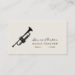 Tarjeta De Visita Instrumento Gold del profesor de música Trumpet