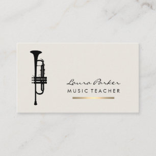 Tarjeta De Visita Instrumento Gold del profesor de música Trumpet