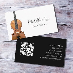 Tarjeta De Visita Instrumento musical Código QR profesor de violín