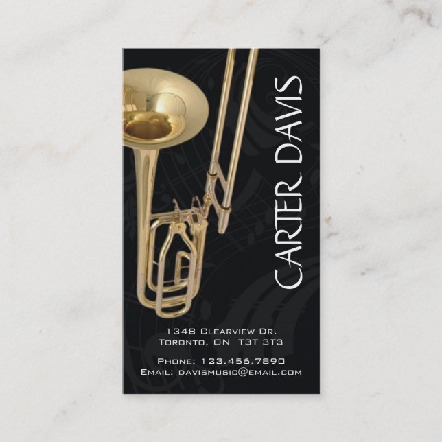 Tarjeta De Visita Instrumento musical - Trombone (Anverso)
