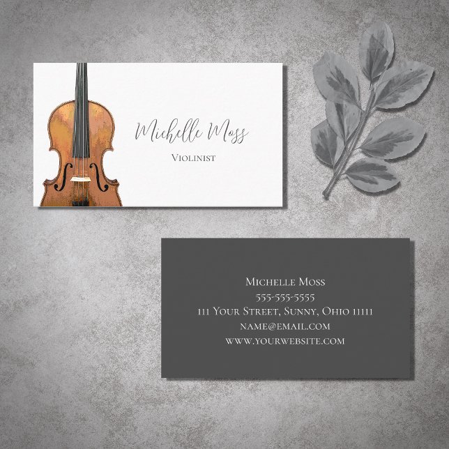 Tarjeta De Visita Instrumento musical violinista violinista elegante (Subido por el creador)