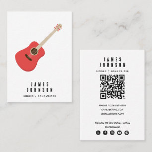 Tarjeta De Visita Instrumentos Musicales Música Guitarra Cantante Mú