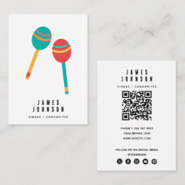 Tarjeta De Visita Instrumentos Musicales Música Maracas Cantante Mús